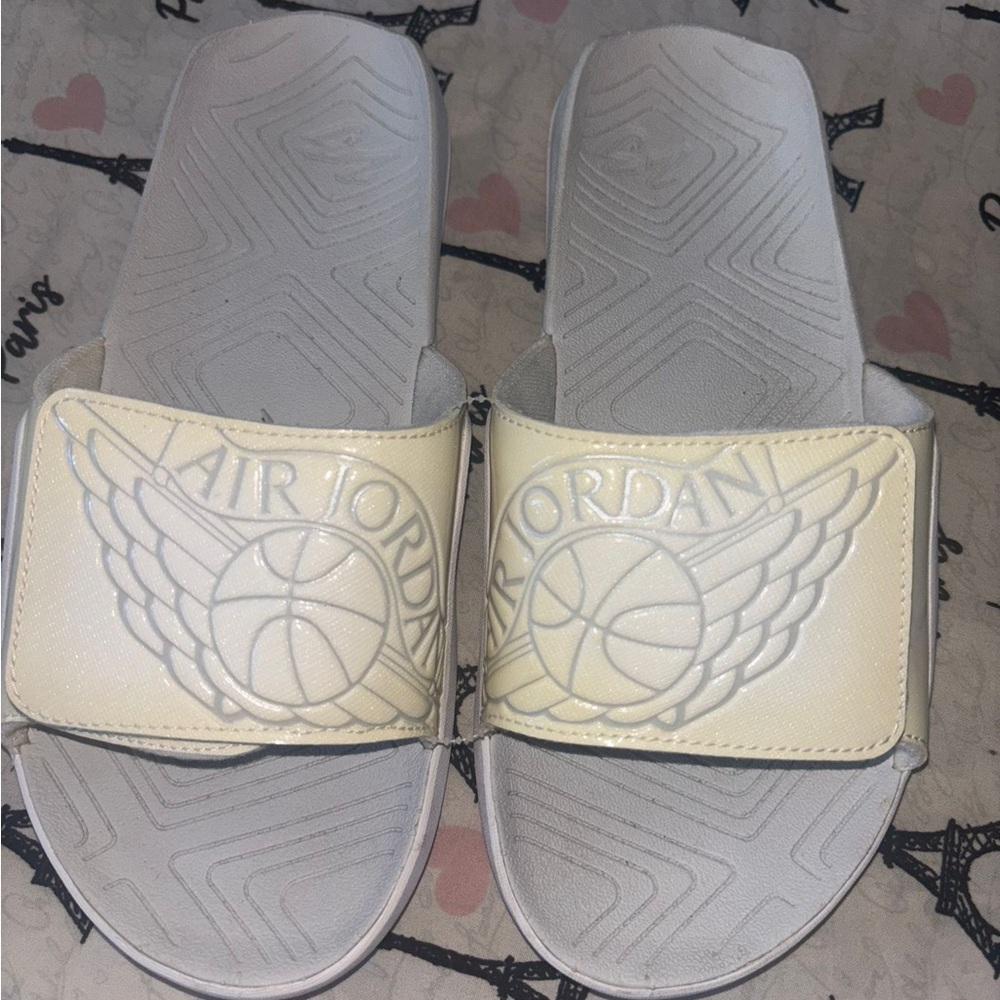 Jordan XS Slide Sandals in White and Gray
